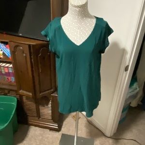 Green v neck blouse- express
